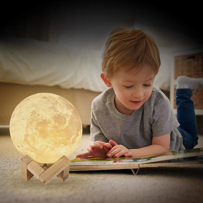 ZK30 Moon Lamp Kids Night Light Galaxy Lamp 16 Colors LED 3D Moon Light Touch Remote Control Rechargeable Gift for Girls Boys