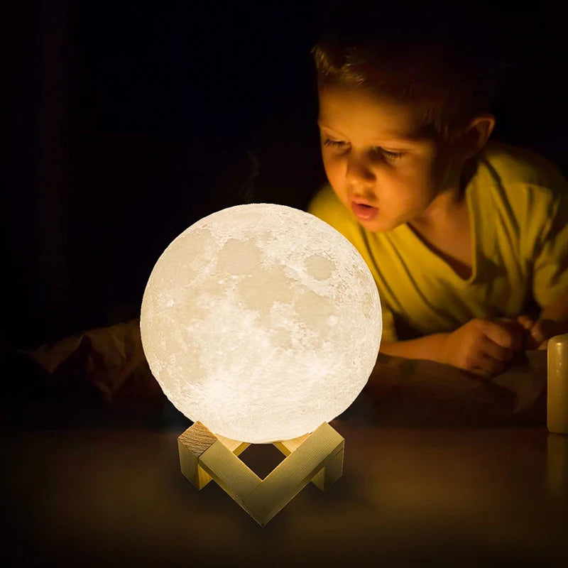 ZK30 Moon Lamp Kids Night Light Galaxy Lamp 16 Colors LED 3D Moon Light Touch Remote Control Rechargeable Gift for Girls Boys