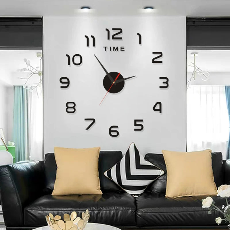 2024 New Metall Moderne 3D DIY Wall Clock Acrylic+EVR+Metal Mirror Home Decoration Super Big 130cm X130 Cm Factory Freeshipping