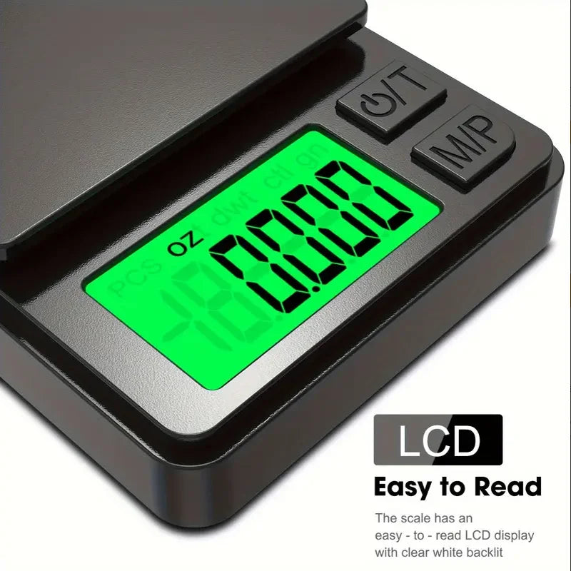 Precision Pocket Scale 1000g X 0.1g - Digital Gram, Food, Jewelry, Ounces/Grains Scale with Backlit LCD - Mini Scale for Travel