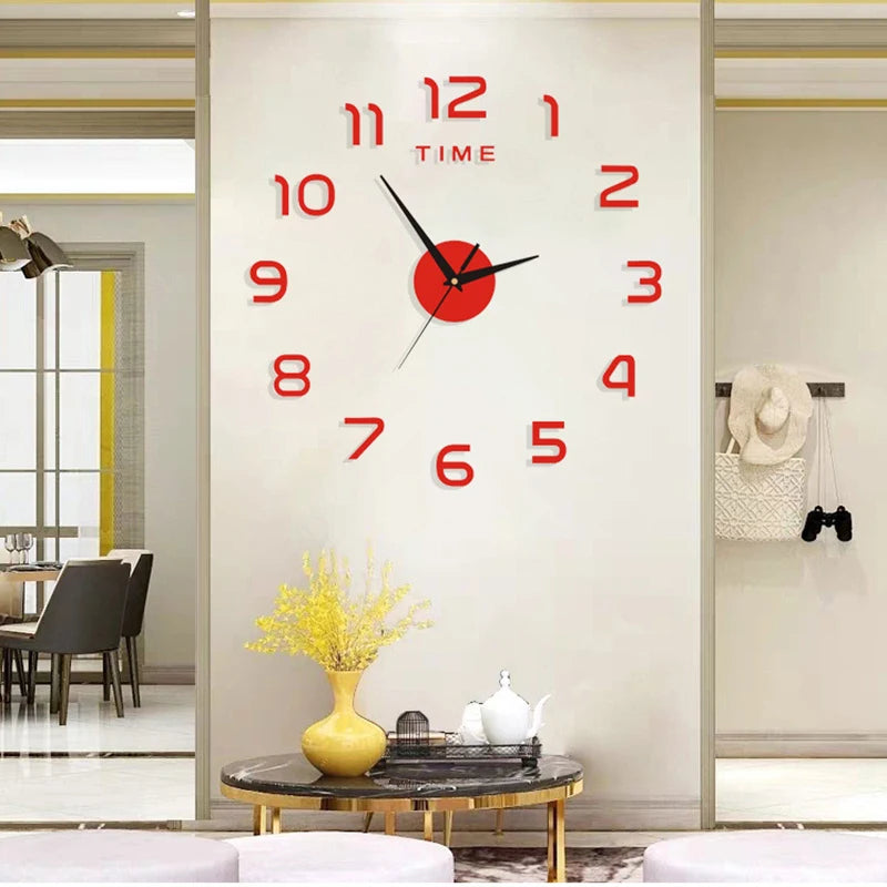 2024 New Metall Moderne 3D DIY Wall Clock Acrylic+EVR+Metal Mirror Home Decoration Super Big 130cm X130 Cm Factory Freeshipping