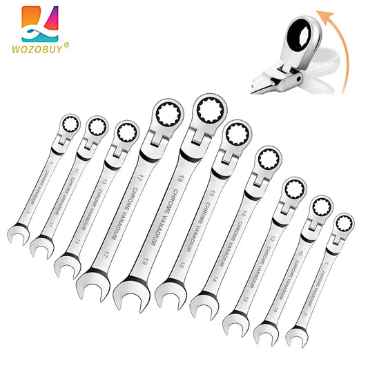 Flex-head Ratcheting Wrench Set,1Pcs Metric 6-24mm Chrome Vanadium Steel Universal Spanners for Car Repair Hand Tools