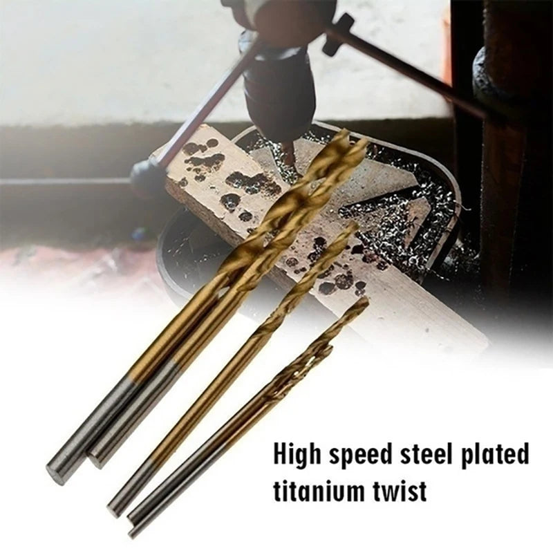 100/50Pcs Titanium Coated Drill Bits HSS High Speed Steel Set Tool Quality Power Tools 1/1.5/2/2.5/3mm