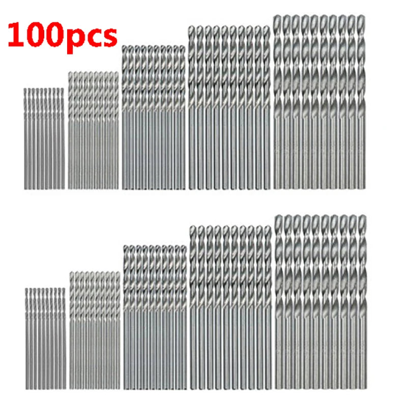 100/50Pcs Titanium Coated Drill Bits HSS High Speed Steel Set Tool Quality Power Tools 1/1.5/2/2.5/3mm